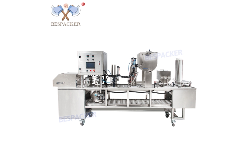 XBG-60-4 Linear type cup filling and sealing machine with inkjet printer